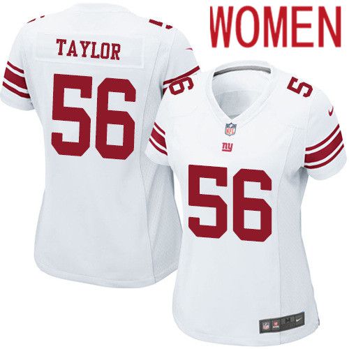 Women New York Giants #56 Lawrence Taylor Nike White Game NFL Jersey->women nfl jersey->Women Jersey